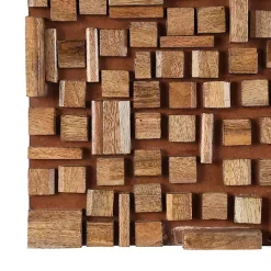 Brown Wood Geometric Block Wall Plaque, 16x48 in.
