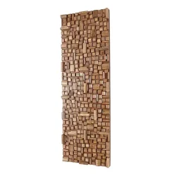 Brown Wood Geometric Block Wall Plaque, 16x48 in.