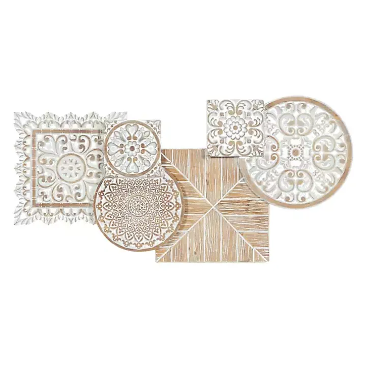 Brown Wood Geometric Layered Shapes Wall Plaque