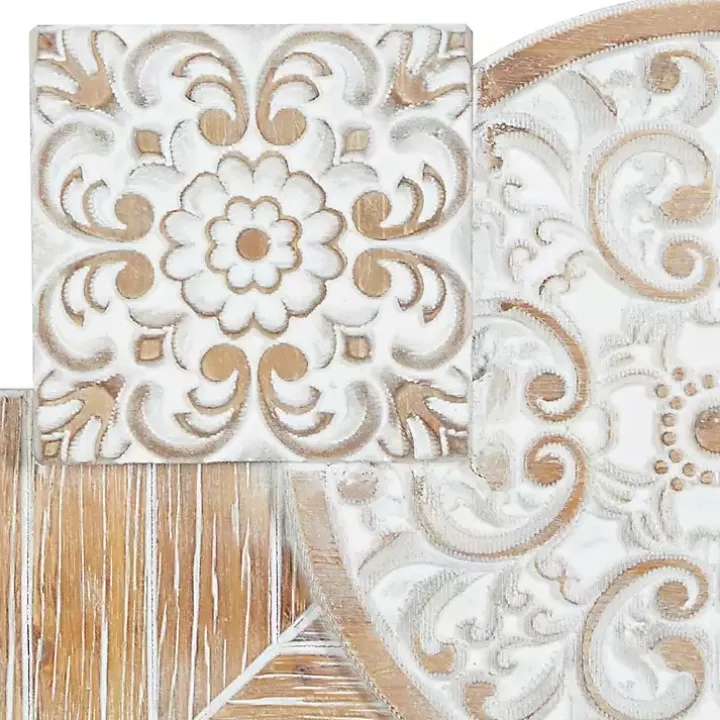 Brown Wood Geometric Layered Shapes Wall Plaque