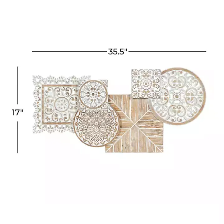 Brown Wood Geometric Layered Shapes Wall Plaque