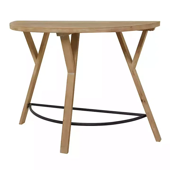 Brown Wood Half Round Console Table