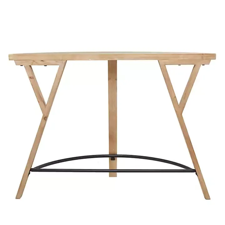 Brown Wood Half Round Console Table