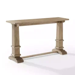 Brown Wood Pedestal Base Console Table