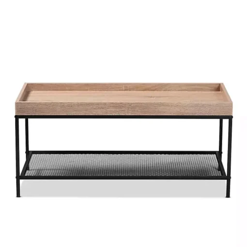 Brown Wood Raised Edge Coffee Table