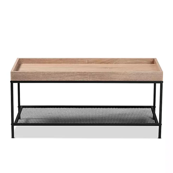 Brown Wood Raised Edge Coffee Table