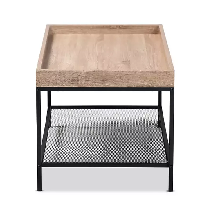 Brown Wood Raised Edge Coffee Table
