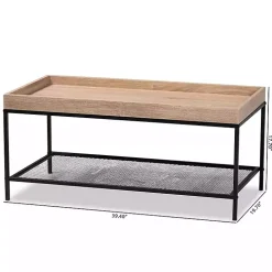 Brown Wood Raised Edge Coffee Table