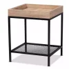 Brown Wood Raised Edge Side Table