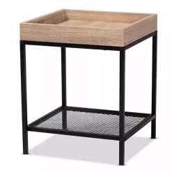 Brown Wood Raised Edge Side Table