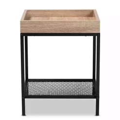 Brown Wood Raised Edge Side Table