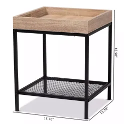 Brown Wood Raised Edge Side Table