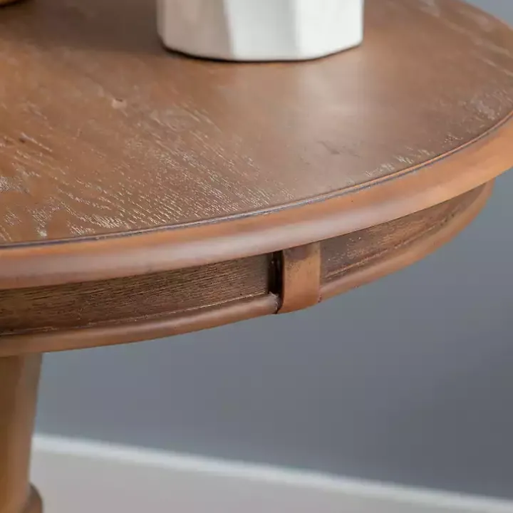 Brown Wood Round Base Side Table