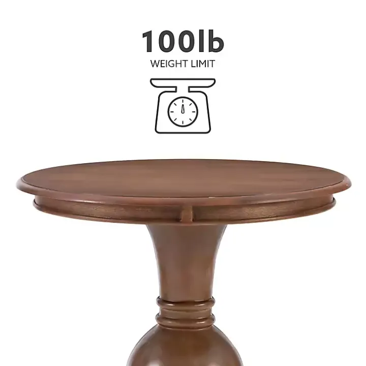 Brown Wood Round Base Side Table