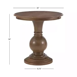 Brown Wood Round Base Side Table
