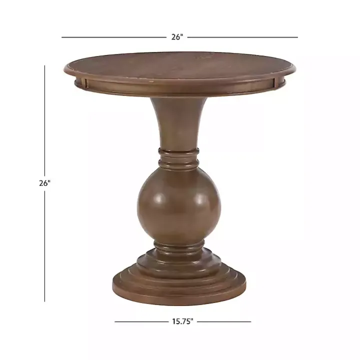 Brown Wood Round Base Side Table