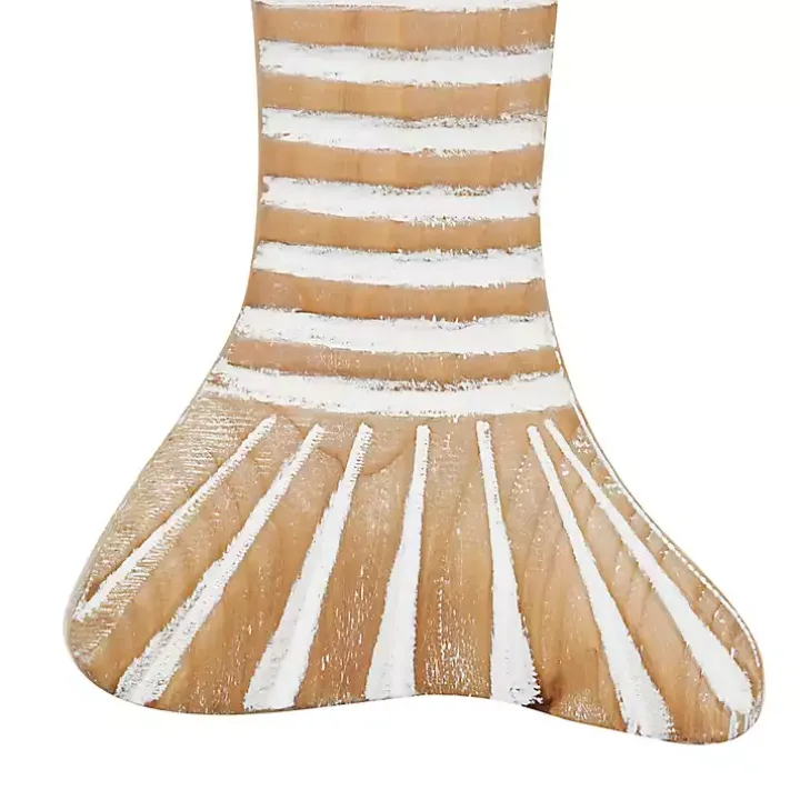 Brown Wood Striped Fish Wall Plaques, Set of 2