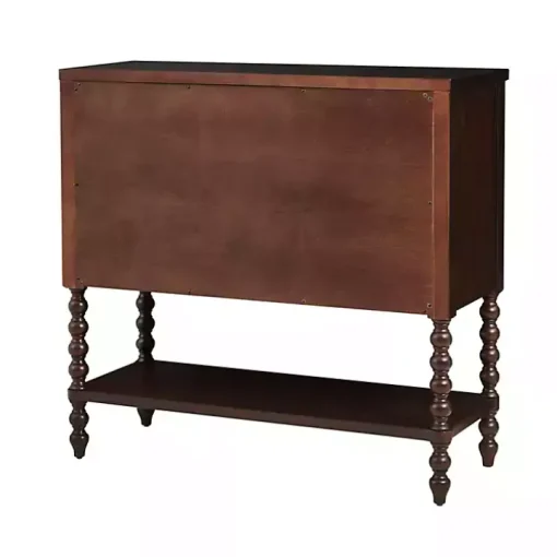 Brown Wood Turned Legs 2-Drawer Chest