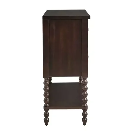Brown Wood Turned Legs 2-Drawer Chest