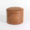 Brown Wyatt Faux Leather Storage Ottoman