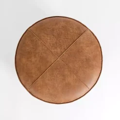 Brown Wyatt Faux Leather Storage Ottoman