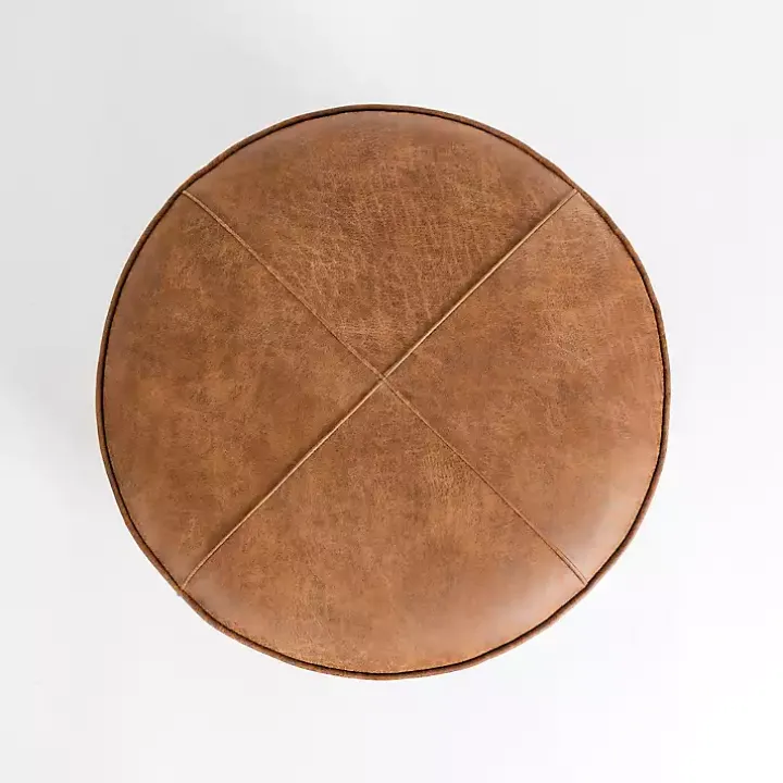 Brown Wyatt Faux Leather Storage Ottoman