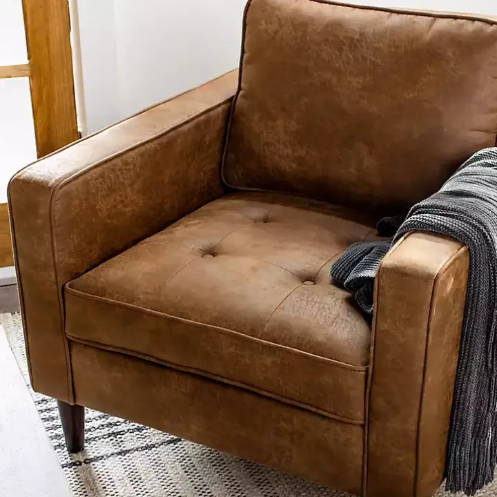 Brown Wyatt Faux Leather Armchair