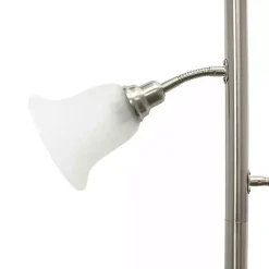 Brushed Nickel 3-Scallop Glass Floor Lamp