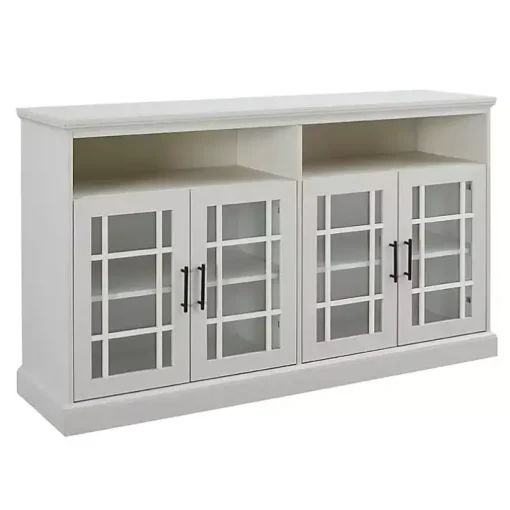 Brushed White Window Pane TV Stand
