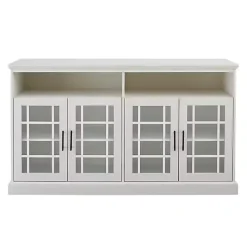 Brushed White Window Pane TV Stand