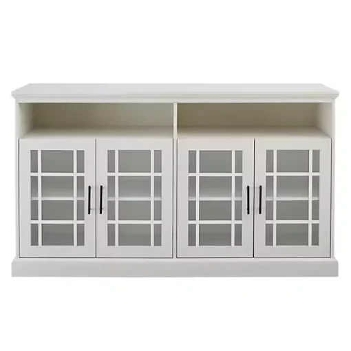 Brushed White Window Pane TV Stand