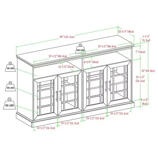 Brushed White Window Pane TV Stand