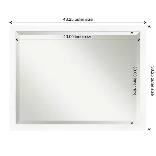 Cabinet White Narrow Frame Beveled Mirror