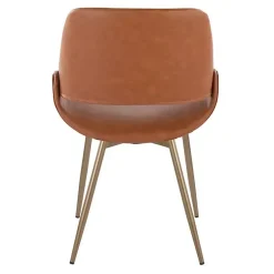 Camel Faux Leather Scooped Accent Chairs, Set of 2