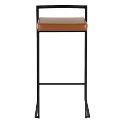 Camel Faux Leather Stackable Bar Stools, Set of 2