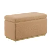 Camel Sherpa & Pine Rectangle Storage Ottoman
