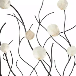 Capiz Flowers Metal Wall Plaques, Set of 3