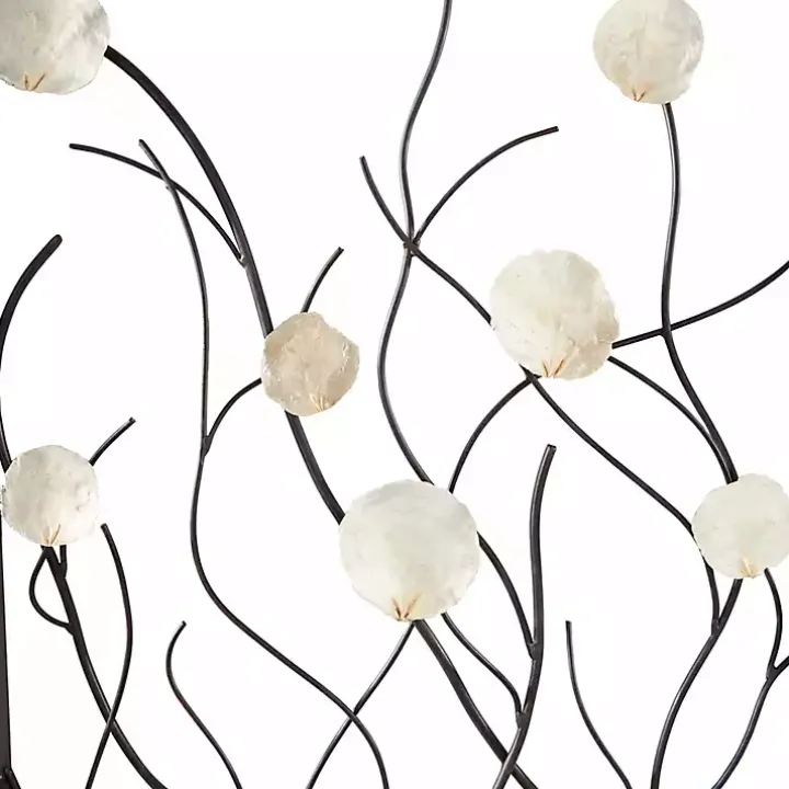 Capiz Flowers Metal Wall Plaques, Set of 3