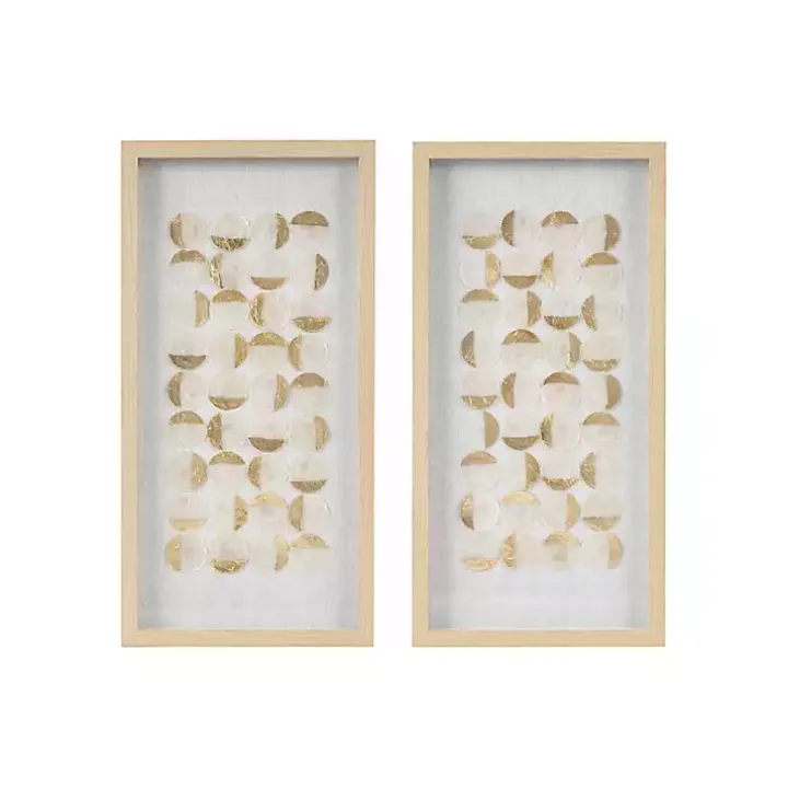Capiz Shells Emblem Framed Wall Plaques, Set of 2