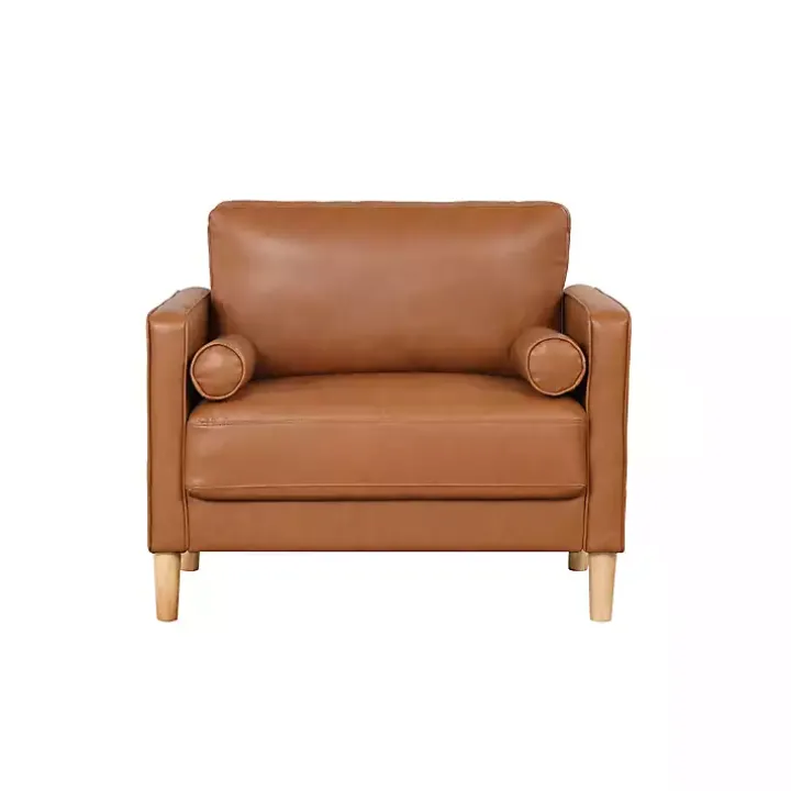 Caramel Faux Leather Chelsea Accent Chair