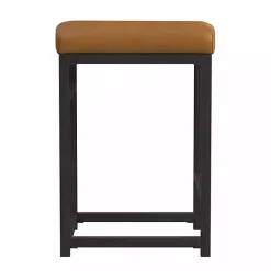 Caramel Faux Leather Upholstered Counter Stool