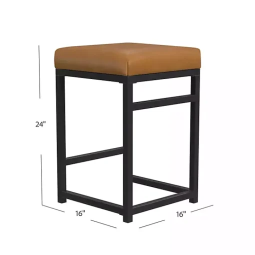 Caramel Faux Leather Upholstered Counter Stool