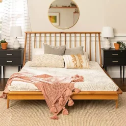 Caramel Mid-Century Modern Queen Bed Frame