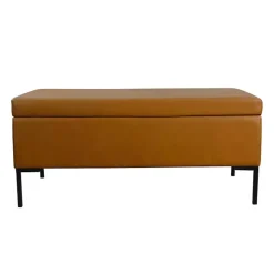 Caramel Vegan Leather Storage Bench
