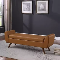 Carmel Vegan Leather Storage Bench