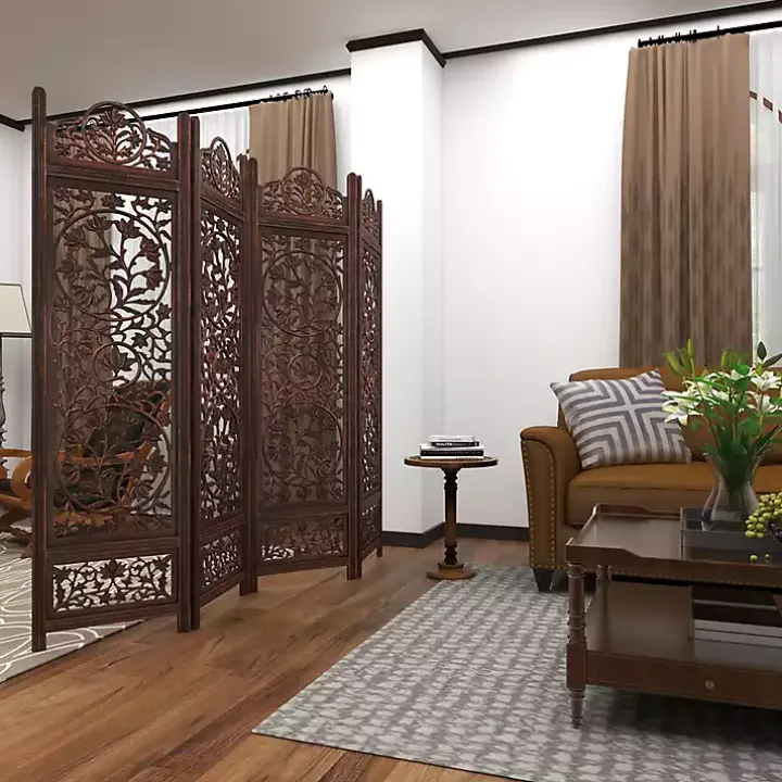 Carved Mandala Mango Wood Accent Table