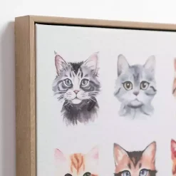 Cat Portraits Framed Canvas Art Print