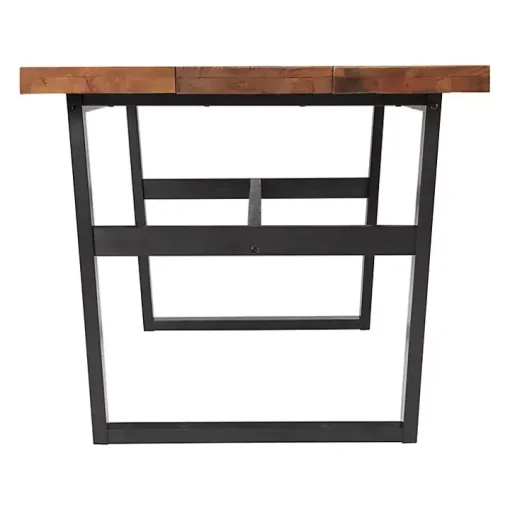 Cedar Wood and Black Metal Dining Table