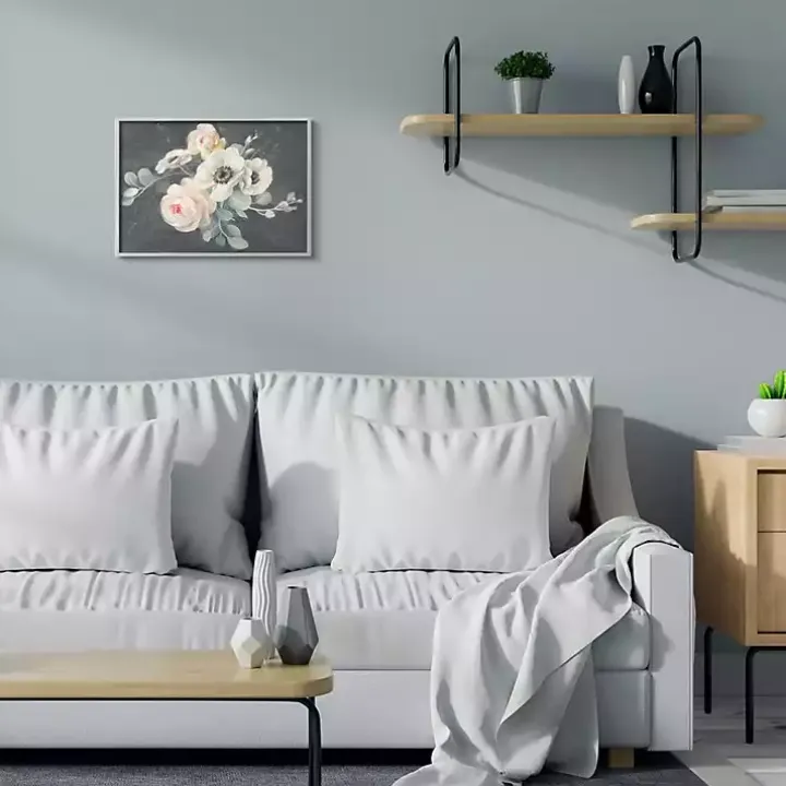 Chalk Flowers Framed Giclee Canvas Art Print