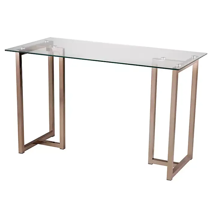 Champagne Iron and Glass Desk